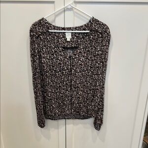Black and White Buttoned Notched Collar Blouse